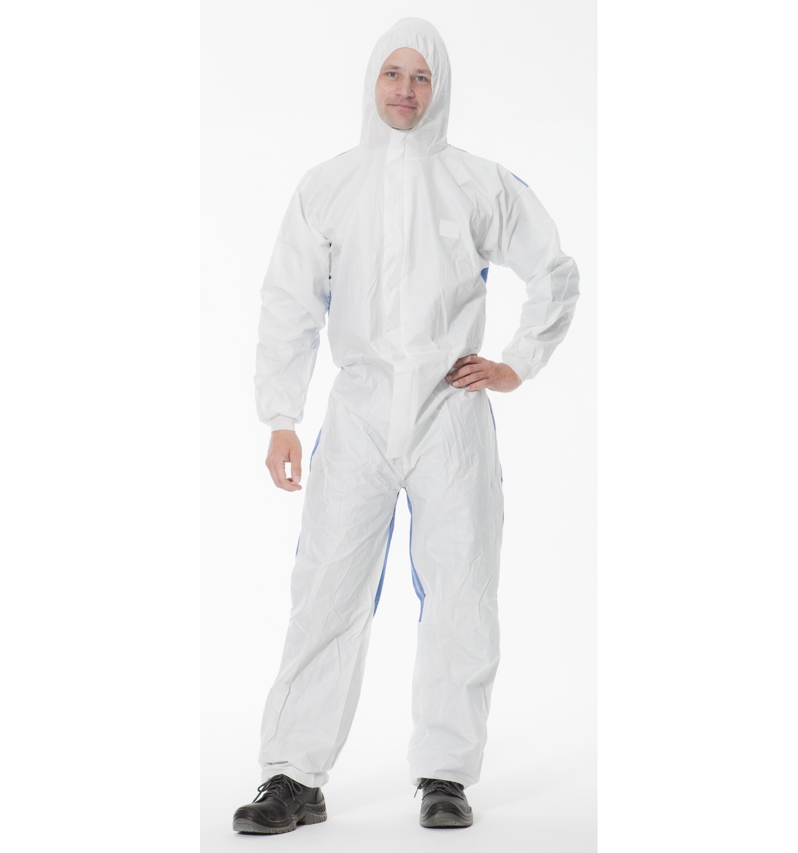 Pefrepheavien Sécurité Protection Vêtements Combinaison jetable Vêtements Anti-poussière Non-tissés Blanc L 
